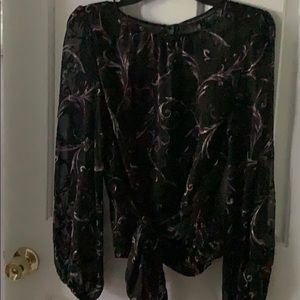 White House Black Market black waist tie blouse